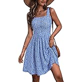HUHOT Women's Summer Casual Square Neck Dress with Pocket Cute Sleeveless High Waist A-line Sundress Midi Dresses 2026