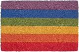 Nicola Spring Coir Door Mats Rainbow 90 x 60cm Pack of 2 Non-Slip