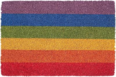 Nicola Spring Coir Door Mats Rainbow 90 x 60cm Pack of 2 Non-Slip