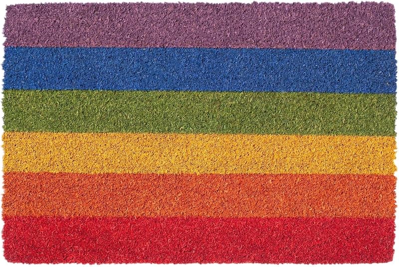 Nicola Spring Coir Door Mats Rainbow 90 x 60cm Pack of 2 Non-Slip