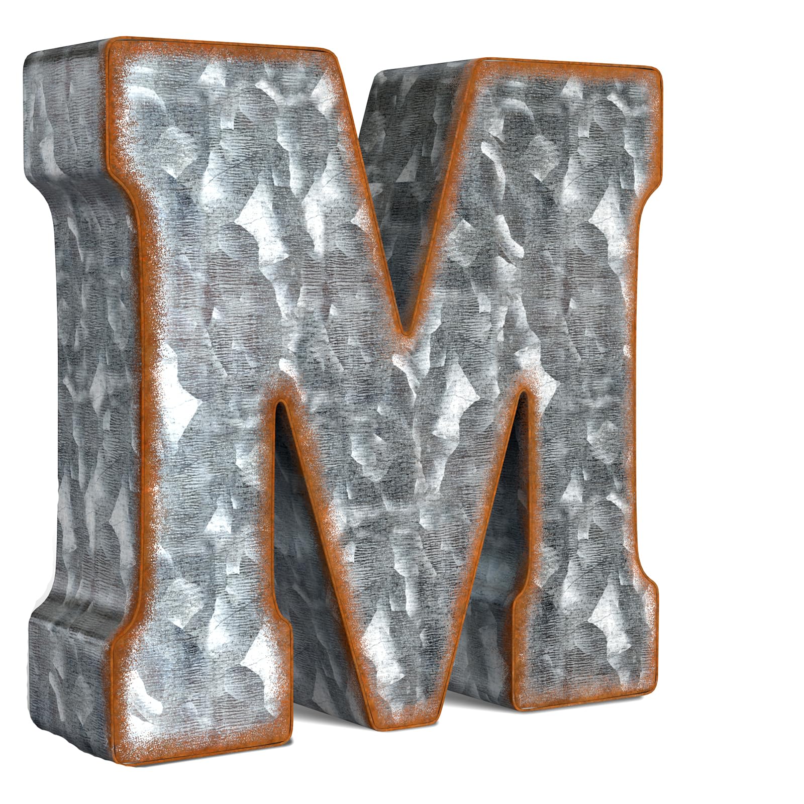 Photo 1 of CraftyCrocodile 7" Galvanized Metal Letters for Wall Decor - 3D Letter M for Hanging & Free Standing - Decorative Rustic Alphabet Letters for the Living Room, Bedroom, Kitchen
