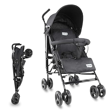 LuvLap Joy Stroller/Buggy, Compact & Travel Friendly, for Baby/Kids, 6-36 Months (Black)
