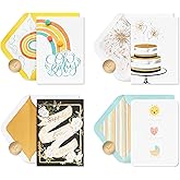 Papyrus Deluxe Boxed Wedding and New Baby Card Assortment, Happy Ever After and Bundle of Joy (4-Count)