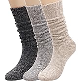 TINTAO Women's Cotton Knit Crew Socks - Thick, Warm Wool Slouch Socks - Gift Sizes 5-10