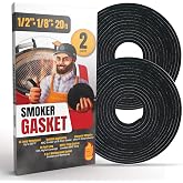 Smoker Chef XXL 20 FT Grill Gasket for Smokers - Black 1/2&rsquo;&rsquo; x 1/8&rsquo;&rsquo; Hi Temp Seal Smoker Gasket &ndash; 2-Pack x 10 FT Self Stick Black Nomex Fire Tape for BBQ Lid &ndash; High Heat Temperature Material Replace