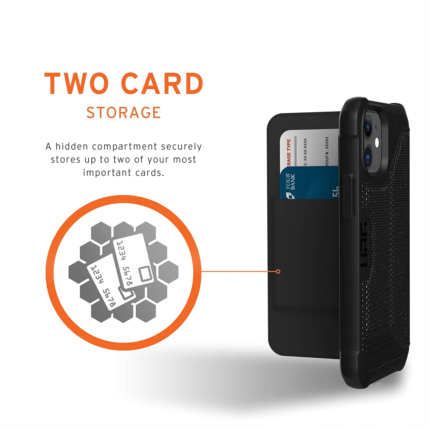 Urban Armor Gear UAG iPhone 12 Mini 5G - (5.4 inch) Flip Folio Cover with Card Slots and Viewing Stand Feather-Light Rugged Metropolis Protective Cover, FIBR ARMR Black - Image 4