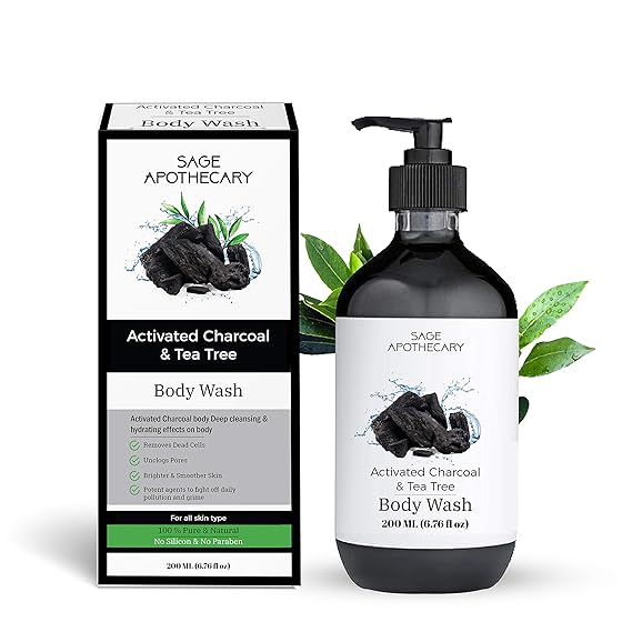 sage apothecary activated charcoal and tea tree face wash