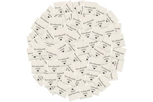 PEOVLVN 100 Pcs Sewing Labels for Handmade Items, Handmade with Love Labels Personalized Clothing Labels Custom Tags for Clothing DIY Crafts Knitting Crocheting Sewing Fabric Labels (2x2cm)