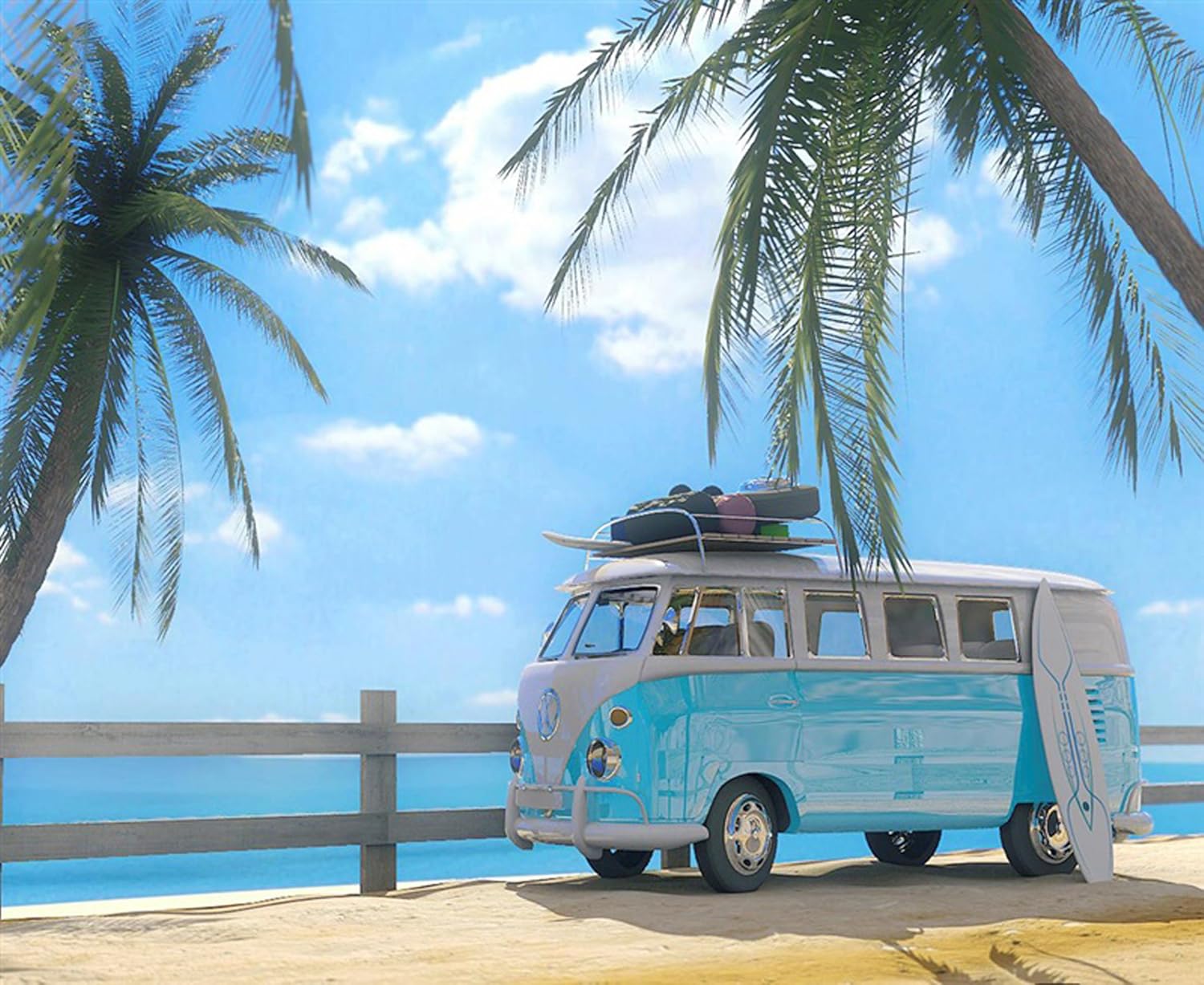 VW volkswagen camper van canvas picture 20"x30" framed and ready to