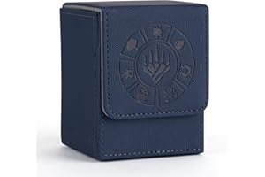 Arkeiliy Card Deck Box, 110+ Storage MTG Deck Box with 50 Pcs Card Sleeve, Collectible Trading Card Cases for Magic Commander and More (Blue)