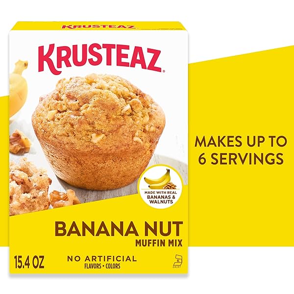 KRUSTEAZ BANANA NUT MUFFIN MIX, MADE WITH REAL BANANAS AND WALNUTS, 15.4 OZ BOX