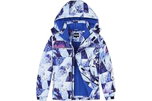 Vrilibo Boys Waterproof Ski Jacket Fleece Three Layers Thick Warm Kid Outdoor Winter Snow Coat Hooded Kids Raincoat