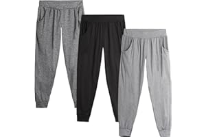Sweet Hearts Girls Sweatpants - 3 Pack Girls' Activewear High Waisted Jogger Pants with Pockets: Made in USA (Sizes: 5-18)