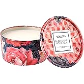 Voluspa BlackBerry Rose Oud, 2 Wick Tin Candle, 8 oz, 25 Hour Burn Time, Coconut Wax for Clean Burning, Handcrafted in The USA