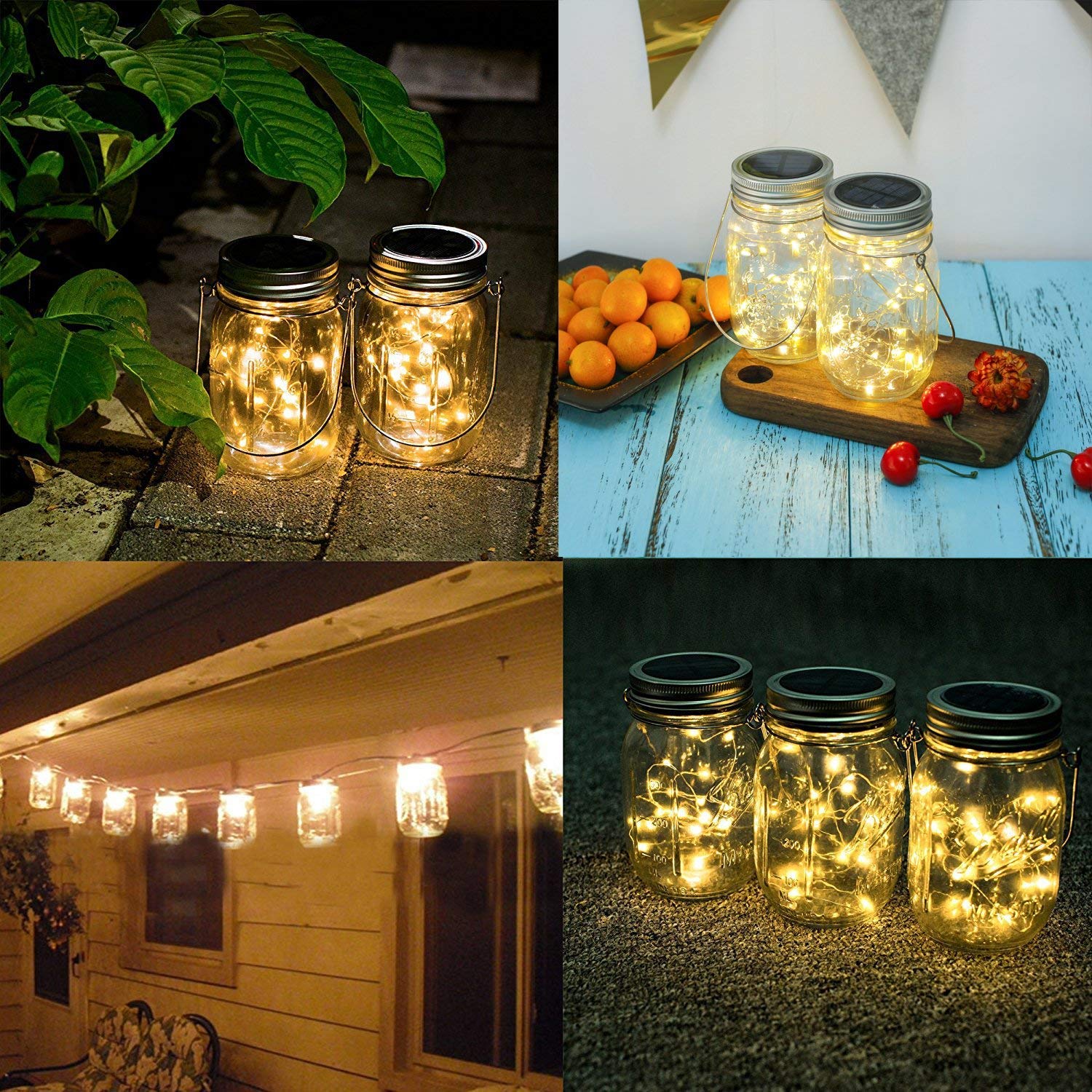KerKoor Solar Mason Jar Licht, Jar Fee Licht, Wasserdichte Glasgläser Garten Hängeleuchten,LED String Licht für Party, Hochzeitsdekoration, Außen Laterne, Hof,Wand, Tisch, Baum
