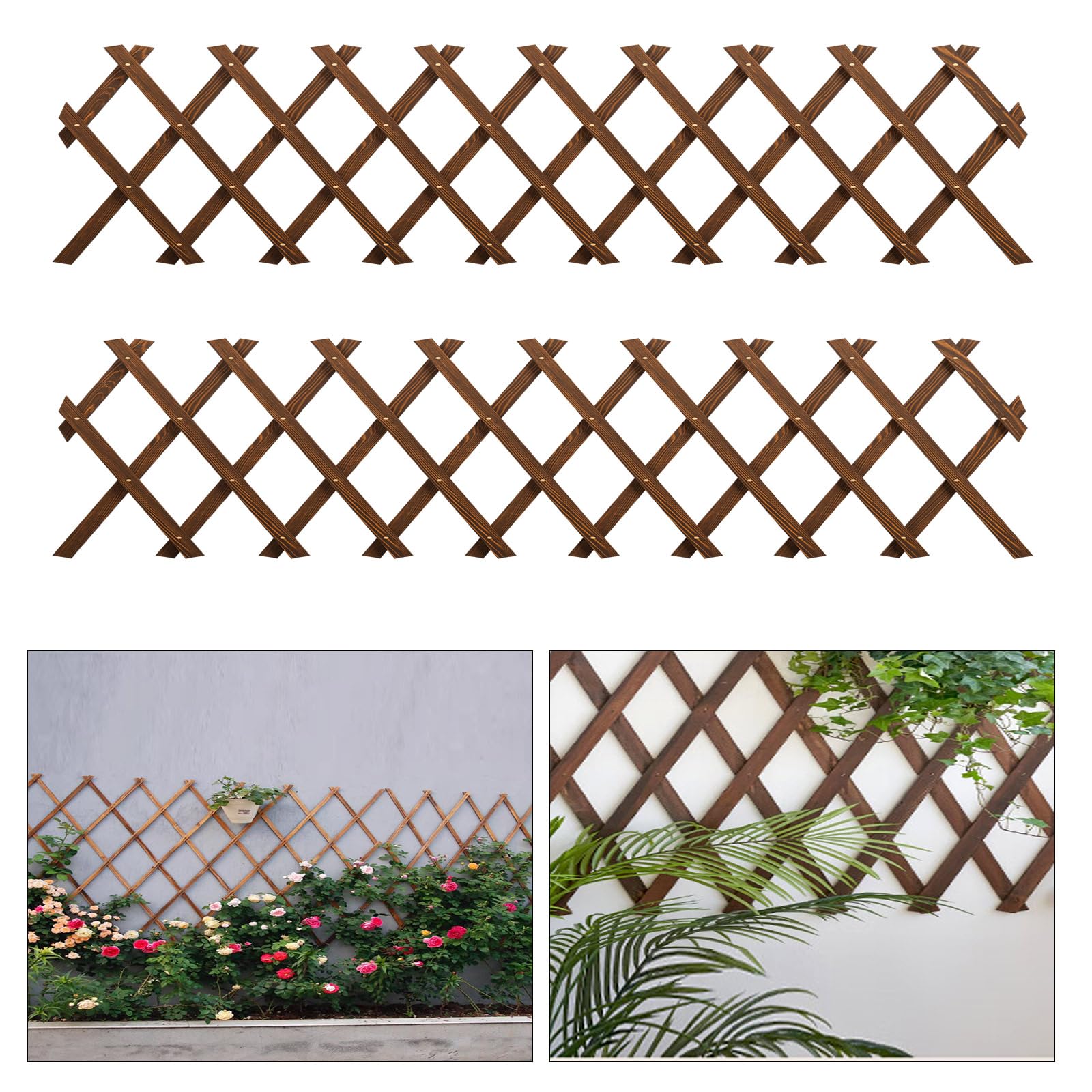 Photo 1 of 2 PCS Expandable Garden Trellis, 13.4" x 60" Trellis for Climbing Plants Outdoor, Wooden Lattice Fence Wall Panel Lattice Panels for Outside, for Climbing Plants Vine Ivy Rose Cucumbers Clematis