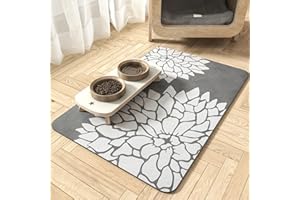MontVoo-Pet Feeding Mat-Absorbent Floral Cat&Dog Food Mat-Dog Mat for Food and Water Bowl-No Watermark Quick Dry Dog Water Dispenser Mat Pet Placemat-Pet Supplies & Accessories1219 Grey
