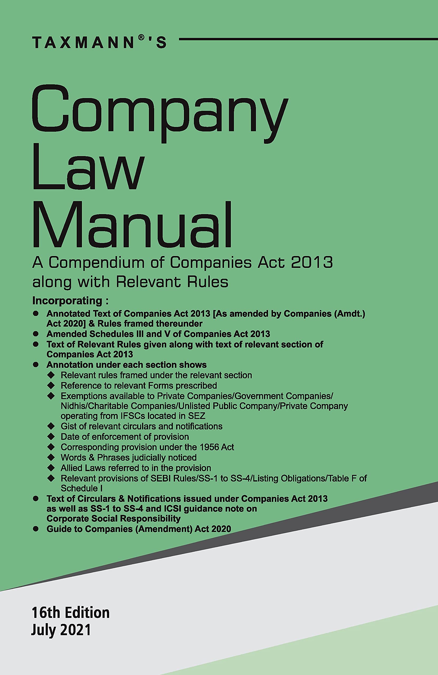 Taxmann’s Company Law Manual Compendium of Annotated, Amended & Updated