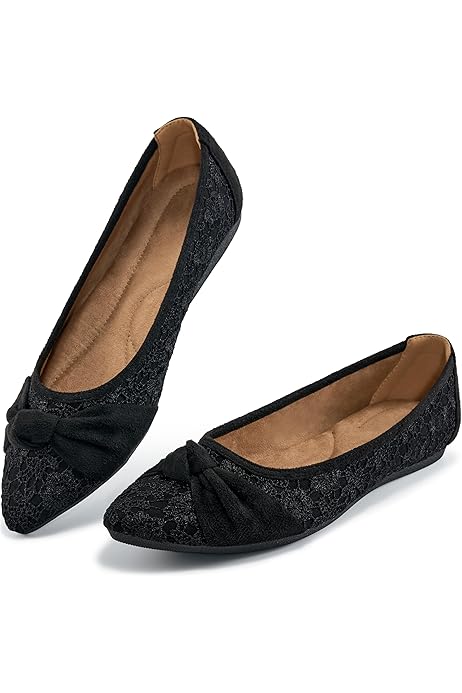 Flats Designer Black Shoes Womens Bridal Shoes Black Lace Ballet