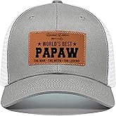 Best Papaw Ever Hat - Papaw Gifts for Christmas, Birthday Pa paw Leather Pattern Baseball Cap