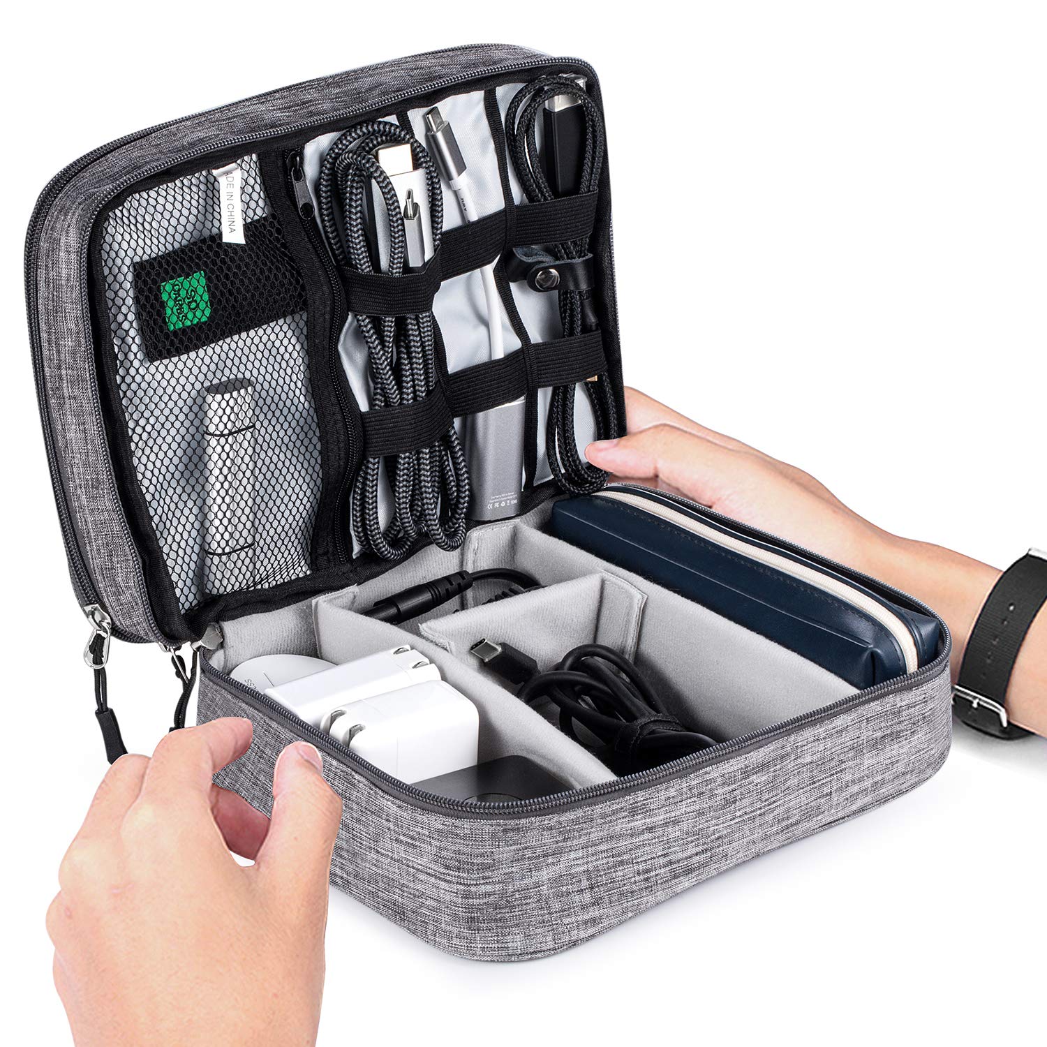 Electronics Organizer Bag,Reotech Electronic Accessory Storage Carrying bag Outdoor Travel Sleeve Mouse Pocket for Small Electronics and Accessories Shockproof