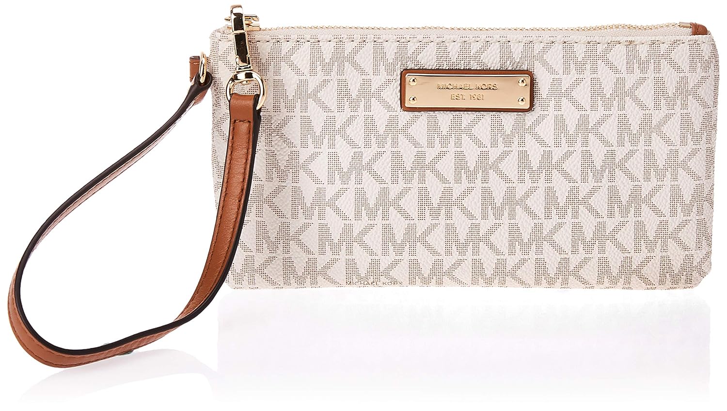 Buy Michael Kors Women's Synthetic Signature Jet Set Wristlet (Vanilla