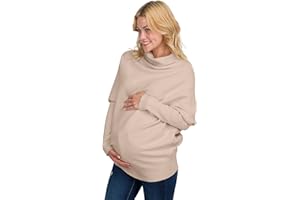 Eliana Funnel Neck Dolman Maternity Sweater with Luxury Stretch Fabric - Oversized Maternity Sweater - Maternity Sweaters
