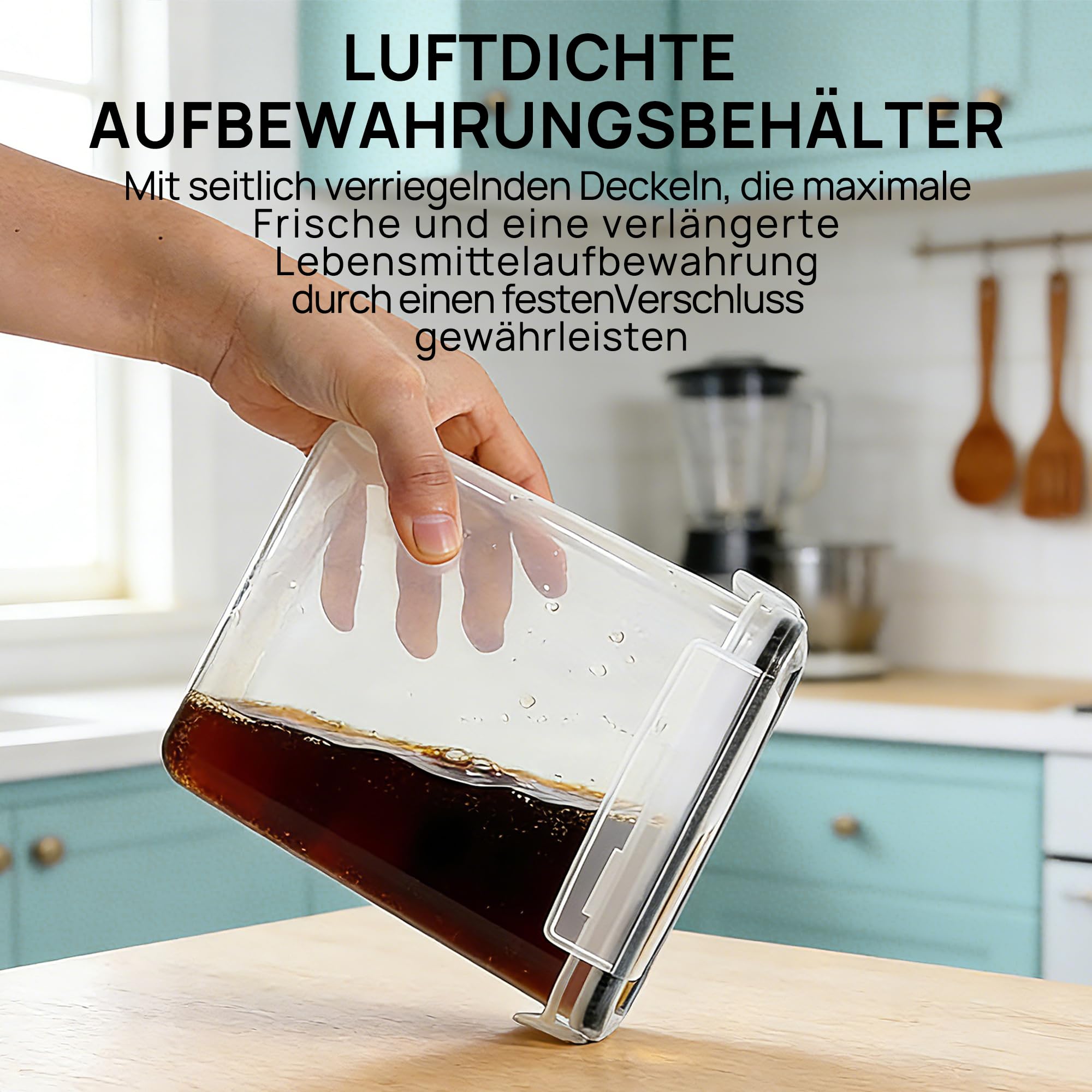 Vtopmart 2.8L Vorratsdosen Set, Müsli Schüttdose & Frischhaltedosen, BPA frei Kunststoff luftdicht,Trockenfutterbehälter, Satz mit 4, 24 Etiketten für Getreide, Mehl, Zucker usw (Schwarz) 3
