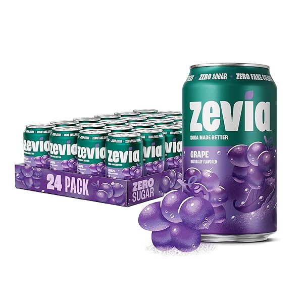 ZEVIA ZERO SUGAR SODA, GRAPE, 12 OZ CANS...