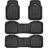 CAR PASS 3 Row Heavy Duty Rubber Car Mats, Deep-Dish All-Weather Floor Mats for 7 Seats 8 Seater 2nd & 3rd, Waterproof Universal Trim to Fit Liner Van,SUV,MPV,7 Passengers Vehicle,(Black 3 Row)