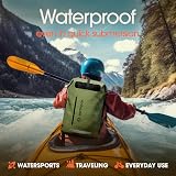 Earth Pak Waterproof Backpack 85L Roll-Top Green Front Pocket Cushioned Back view 3