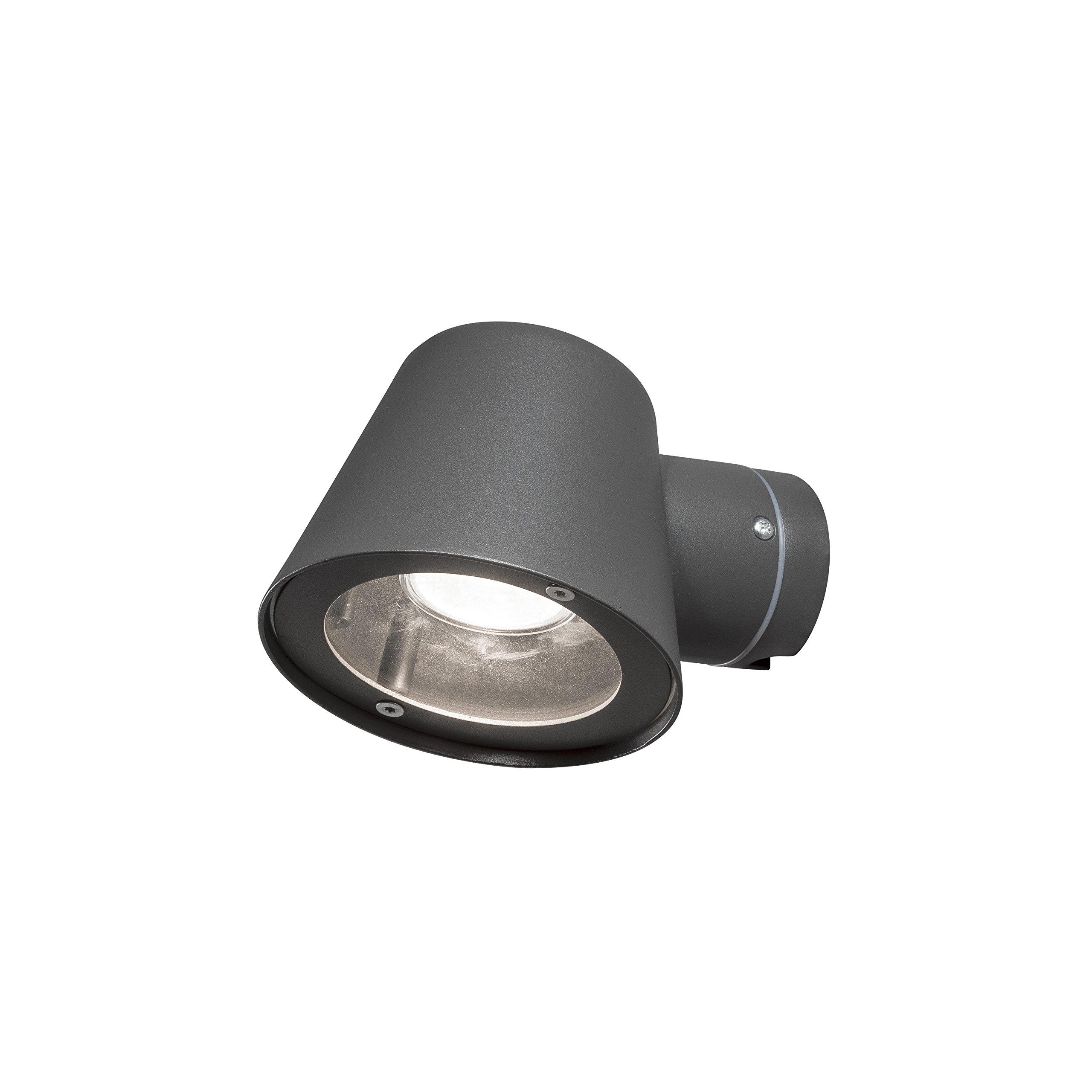 Konstsmide Outdoor Wall Light Mains Powered/Trieste Down/1 x 35 W GU10 Lamp/Clear Glass/Aluminium/IP54/Outside Light Anthracite