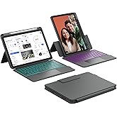CHESONA Rugged Keyboard Case for iPad (A16) 11th 2025/10th Generation 10.9-inch 2022, Smart Trackpad, 15°-180° Adjustable, Portrait/Landscape, Magnetic Backlit Keyboard for iPad (A16) 11th/10th, Grey