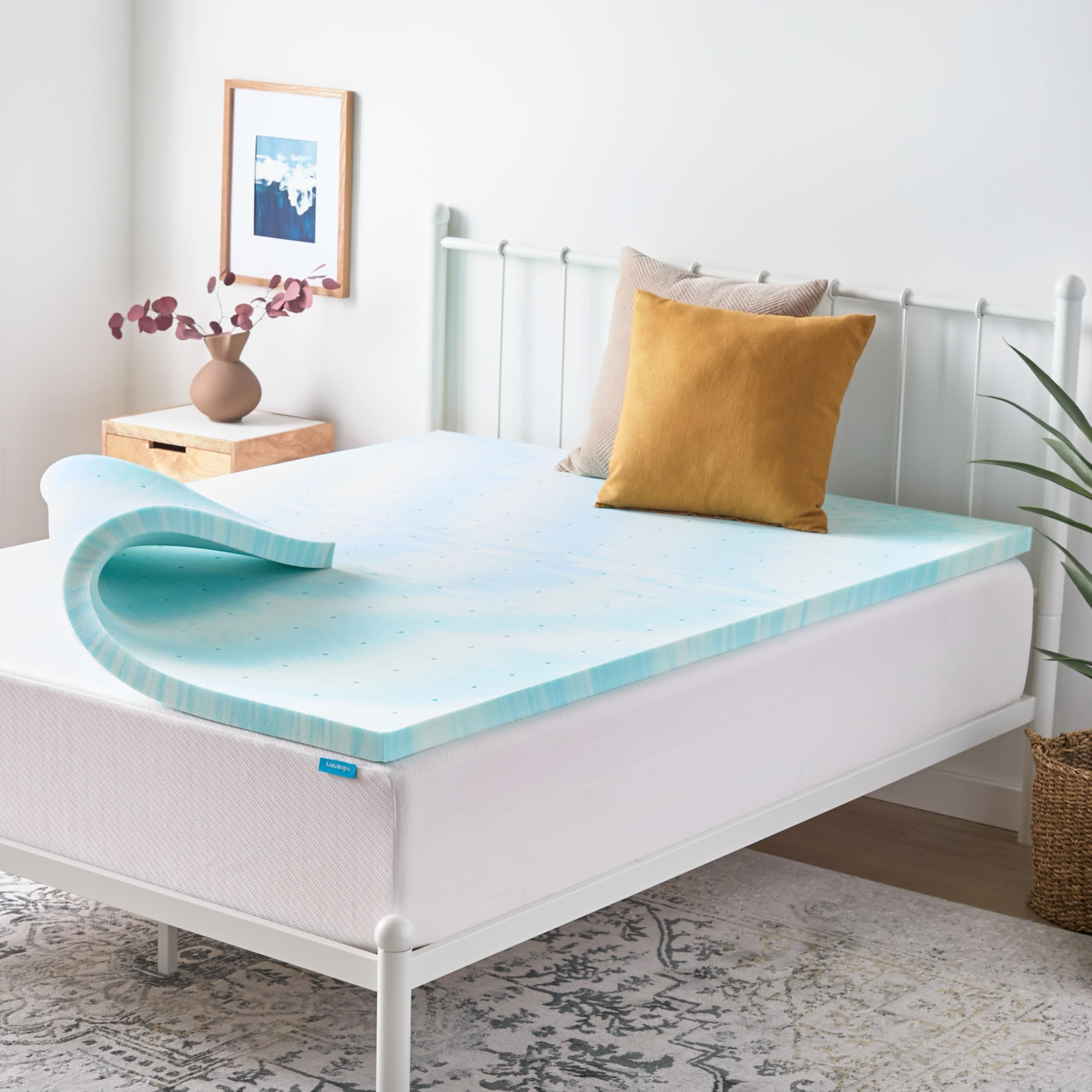 Photo 1 of Linenspa 2 Inch Gel Swirl Memory Foam Mattress Topper – Cooling Gel Infused – Pressure Relieving Bed Topper - Mattress Pad – CertiPUR Certified - Queen Size