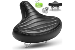 CDYWD Wide Bike Seat for Men & Women Comfort, Soft Padded Large Bicycle Seat Cushion, Oversized Comfortable Bike Saddle Replacement for Cruiser Bike, Mountain Bike, City Bike, Ebike, Stationary Bike
