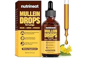 NutriNeat Mullein Drops for Lungs (2 fl oz), Mullein Leaf Extract for Lungs Support & Wellness, Herbal Supplement for Clear Breathing, Mullein Drops with Non-GMO, 1–2 droppers Daily, 1 Month Supply