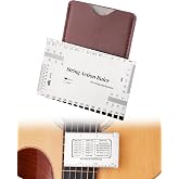 Guitar String Action Gauge Ruler, Professional Setup Tool with Dual mm &amp; 1/64" Scales - for Electric, Acoustic, Bass Guitars - Includes Measurement Chart &amp; Protective Sleeve - Print Silver Edition