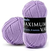 Mary Maxim Maximum Value Soft Acrylic Yarn 8 OZ, 474 Yds, Light Violet Yarn | Acrylic Yarn for Crocheting and Knitting, 4 Ply, Worsted Weight Yarn 4, For Blankets, Afghans, Sweaters, Hats, Scarves