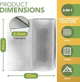 BLOSTM Foil Insulation Roll 25m x 60cm Radiator Reflector 3-in-1 view 5