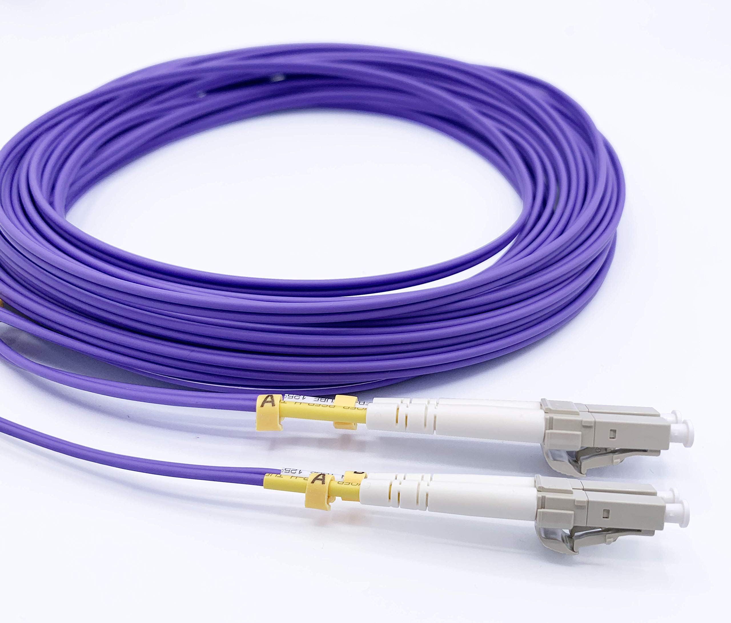 Elfcam Fiber Optic Cable LC/UPC to LC/UPC OM4 Multimode Duplex 50/125um LSZH (25M (82.02ft))