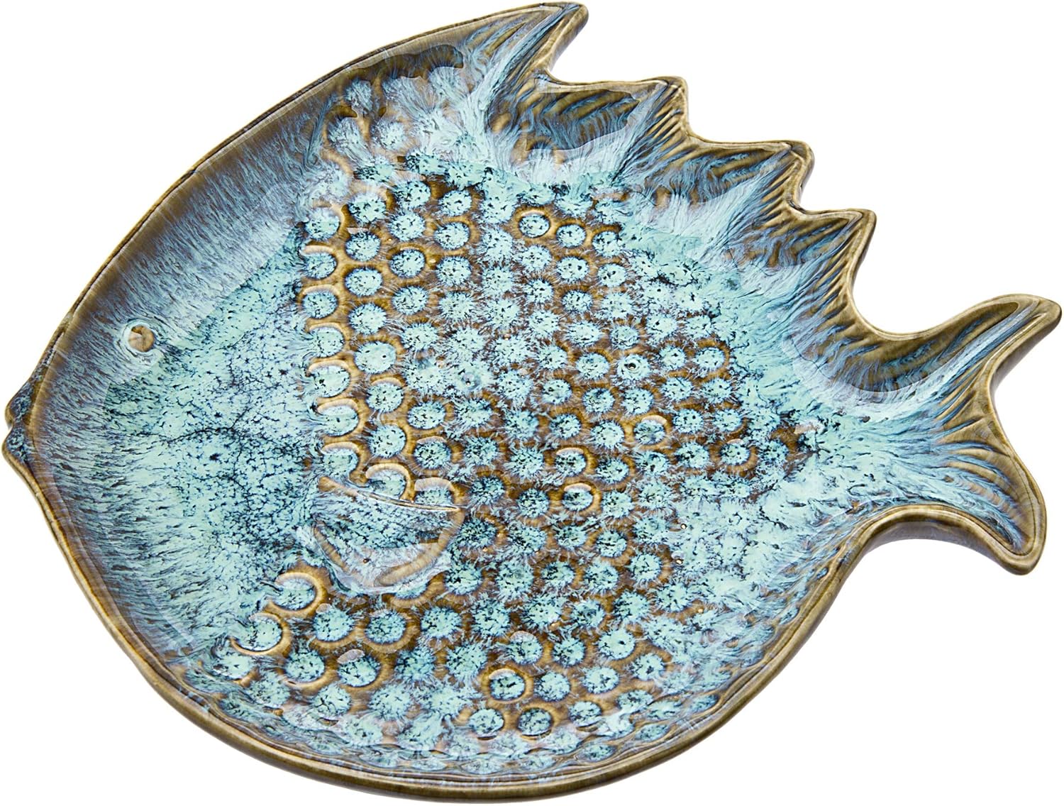 Fish Plate Accent Platter Dessert Appetizer Server Decor Blue Ceramic by Godinger