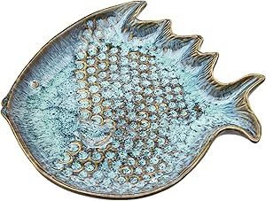 Fish Plate Accent Platter Dessert Appetizer Server Decor Blue Ceramic by Godinger