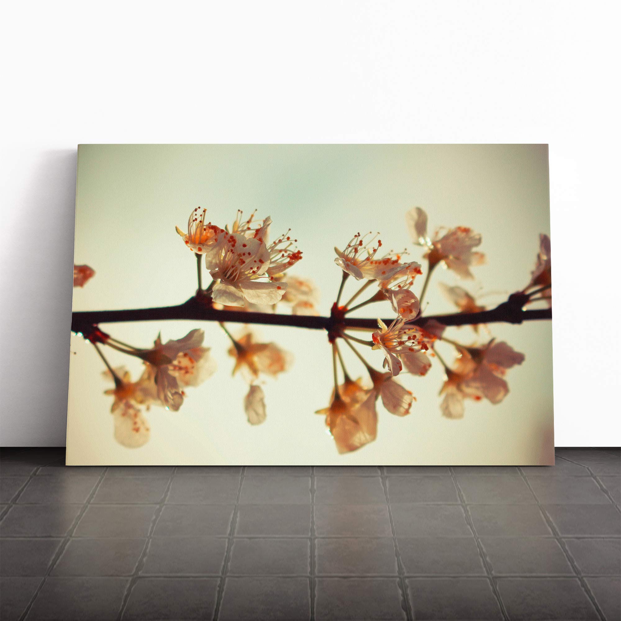 Flower Pink Blossom Tree Vol.2 Canvas Print | Gallery Wrapped 30mm Frame Wall Art | 20x14 inches | Ready to Hang | Modern Floral Picture | Living Room Bedroom Lounge Office