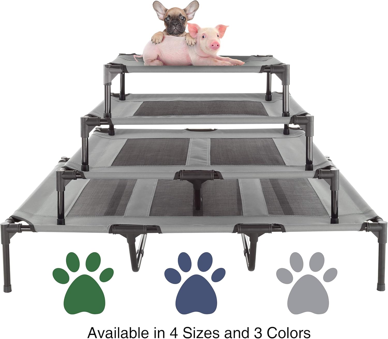 PETMAKER Elevated Pet Bed-Portable Raised Cot-Style Bed W/Non-Slip Feet, 36”x 29.75”x 7” for Dogs, Cats, and Small Pets-Indoor/Outdoor Use (Gray) : Pet Supplies
