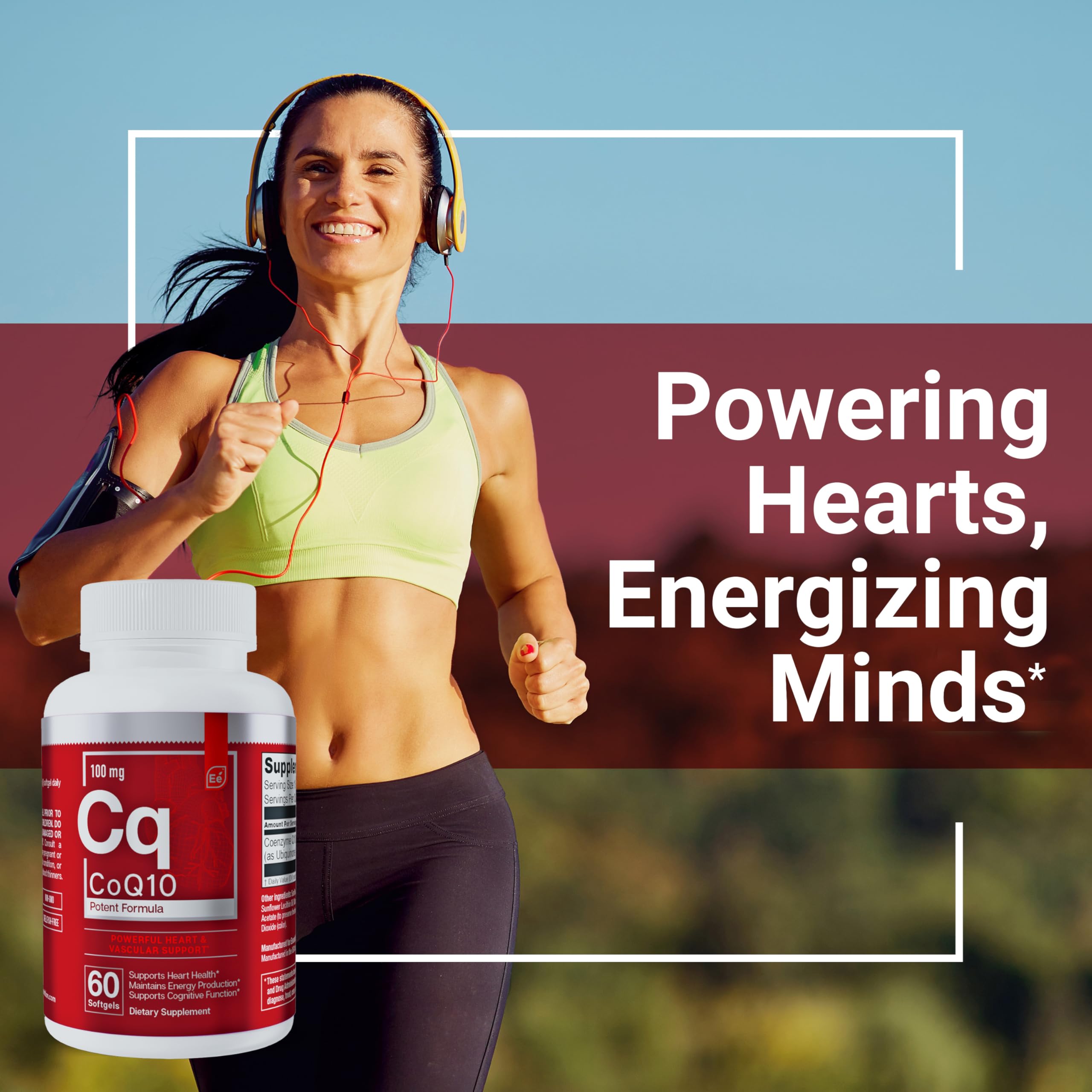 Essential Elements CoQ10 100mg Softgels for Heart, Brain, and Vascular Support - Comprehensive Coenzyme Q10 Supplement Formulated for Optimal Absorption - 60 Count, 2 Month Supply