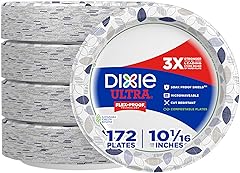 Dixie Ultra, Large Paper Plates, 10 Inch, 172 Count, 3X Stronger, Heavy Duty, Microwave-Safe, Soak-Proof, Cut Resistant, Disp