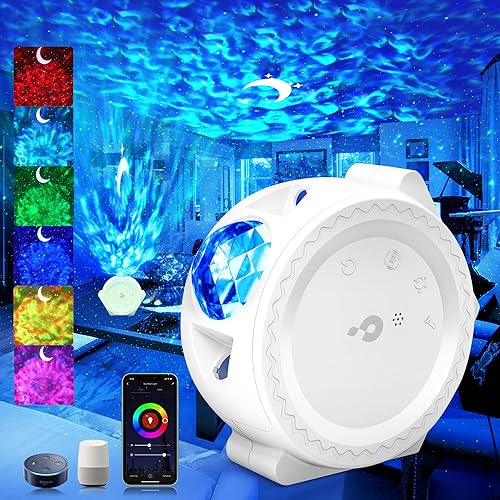Galaxy Projector Night Light: 3 in 1 Star Lights Projector with Nebula Ocean Moon, Kids Adults 3D Starlight Projector Sensory Lights with Voice/Timer Control,Compatible Alexa Google Assistant