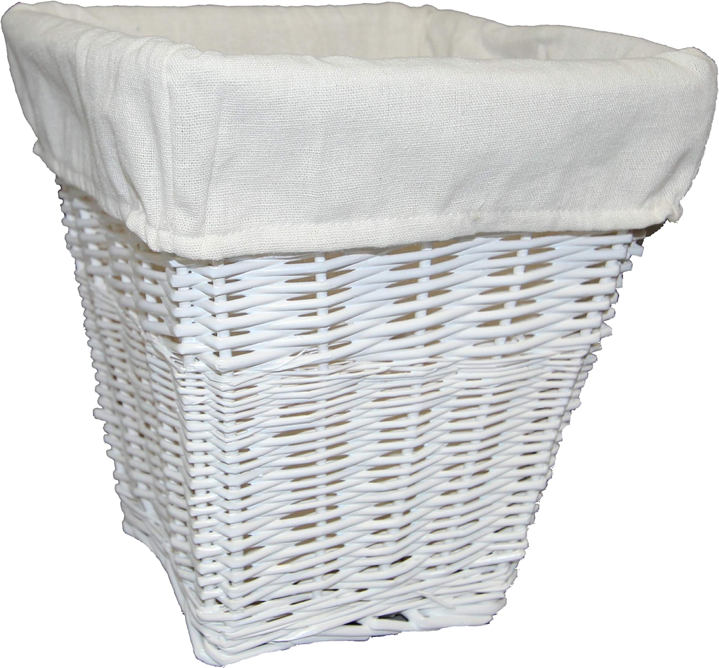 Pescara collection Small White Waste paper basket with removable lining bathroom bedroom kids or cosmetics Painted Whicker