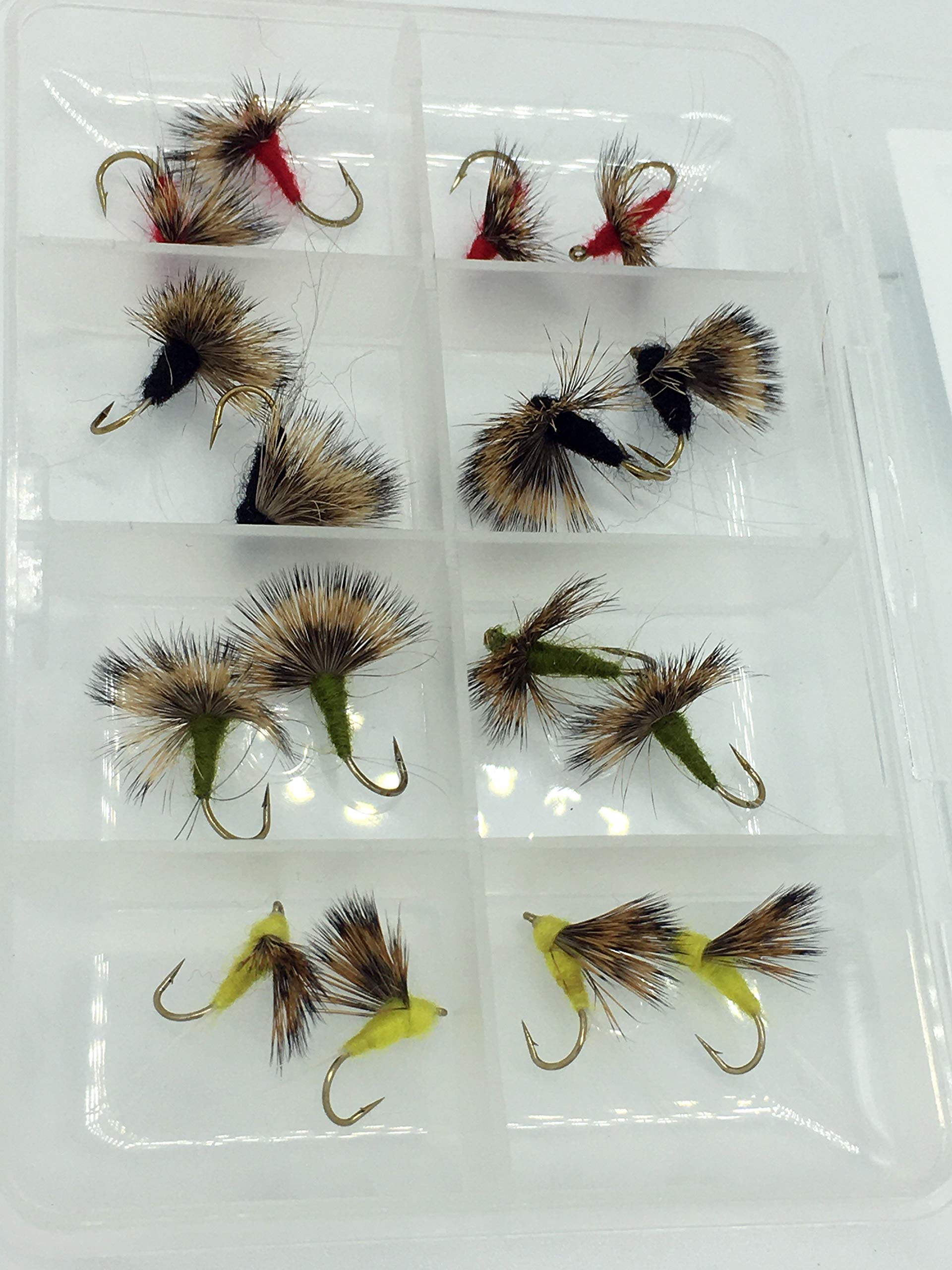 BestCity Fly fishing COMPARADUN Dry Fly 16 Pack + FREE FLY BOX