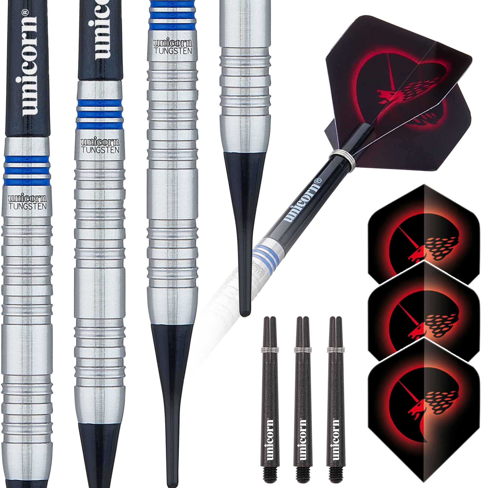 Unicorn Soft Tip Professional Darts Set | Core Tungsten Barrels| Style 1 | 18 g